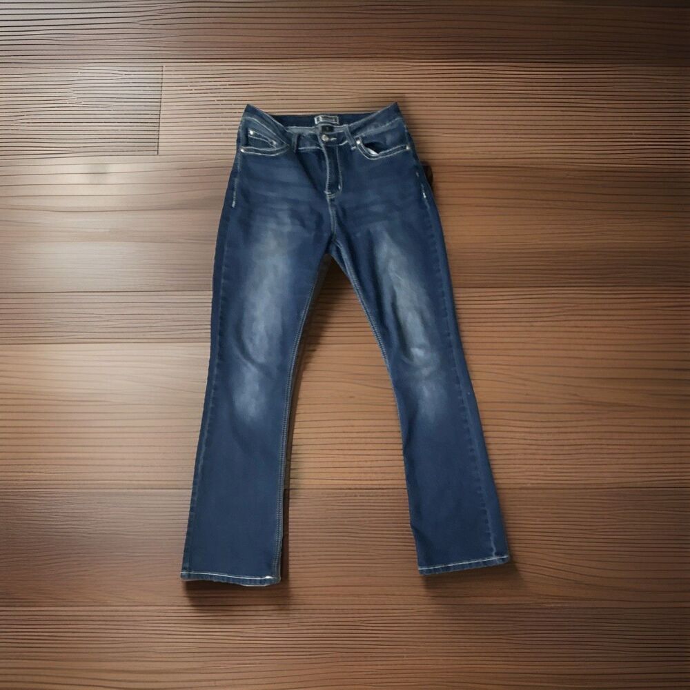 Soundgirl Girls Jeans Size 7 Blue Medium Wash Bootcut Embroidered Sequin Stretch
